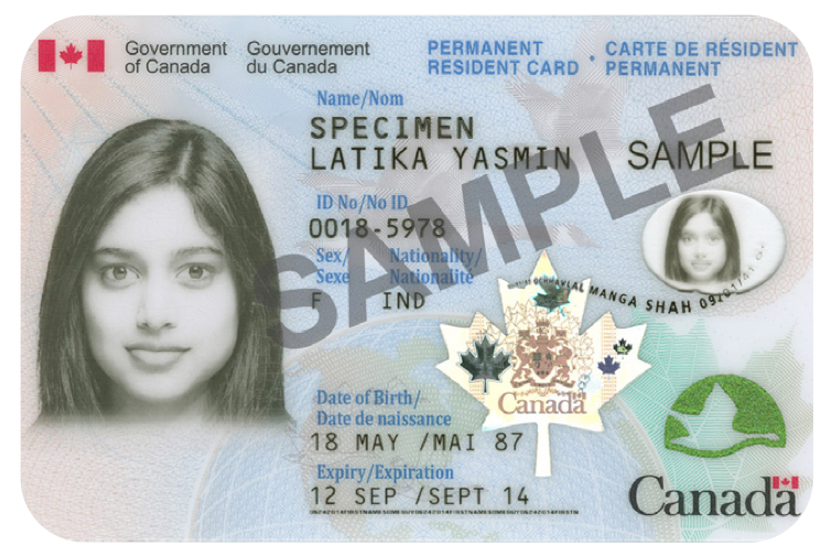 Permanent Resident Card - PR Card Canada Sample