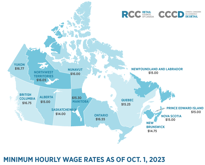 Toronto, ON minimum hourly wage 2023