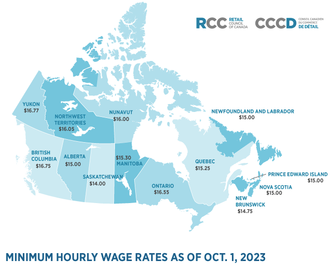 Vancouver, BC minimum hourly wage 2023
